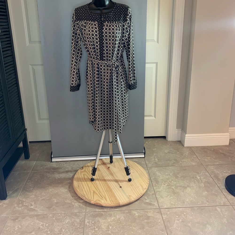 Mixed Print Long Sleeve Dress
